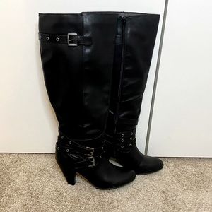 Black Strap Heeled Boots SZ 11